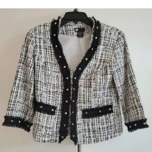 Carole Little Monochrome Tweed Blazer